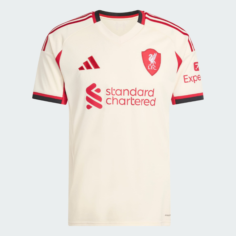 adidas Liverpool FC 2025/26 Away Jersey Men’s Football Shirt Off-White Slim Fit